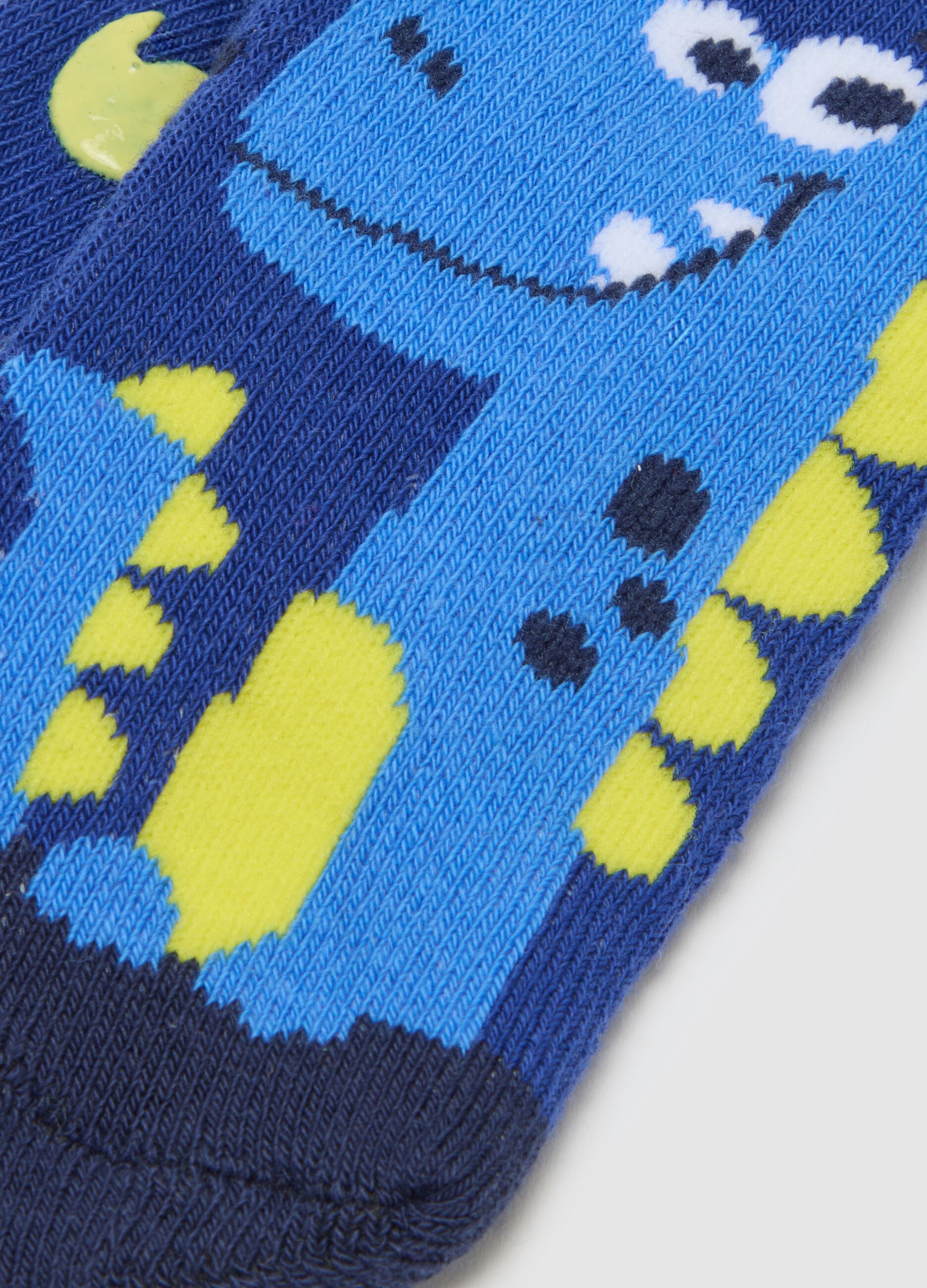 Blue Non-Slip Socks with Dinosaur