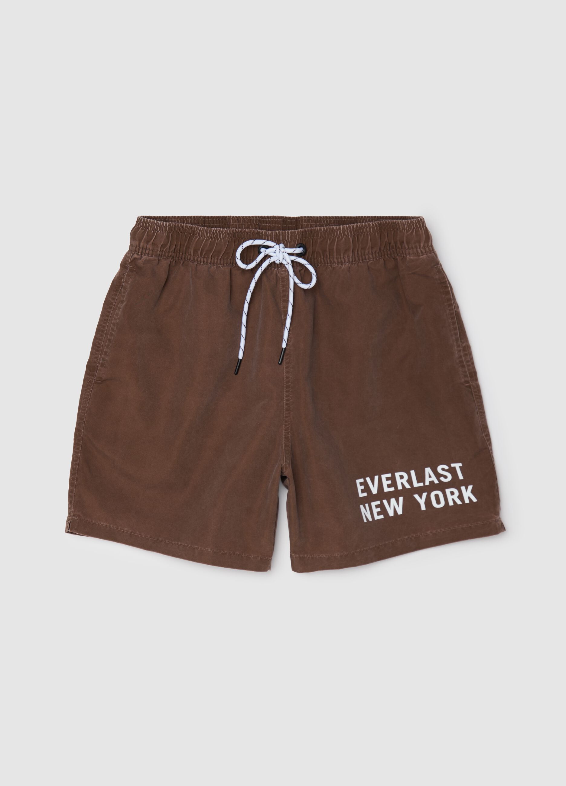 Costume boxer da bagno marrone stampa logo