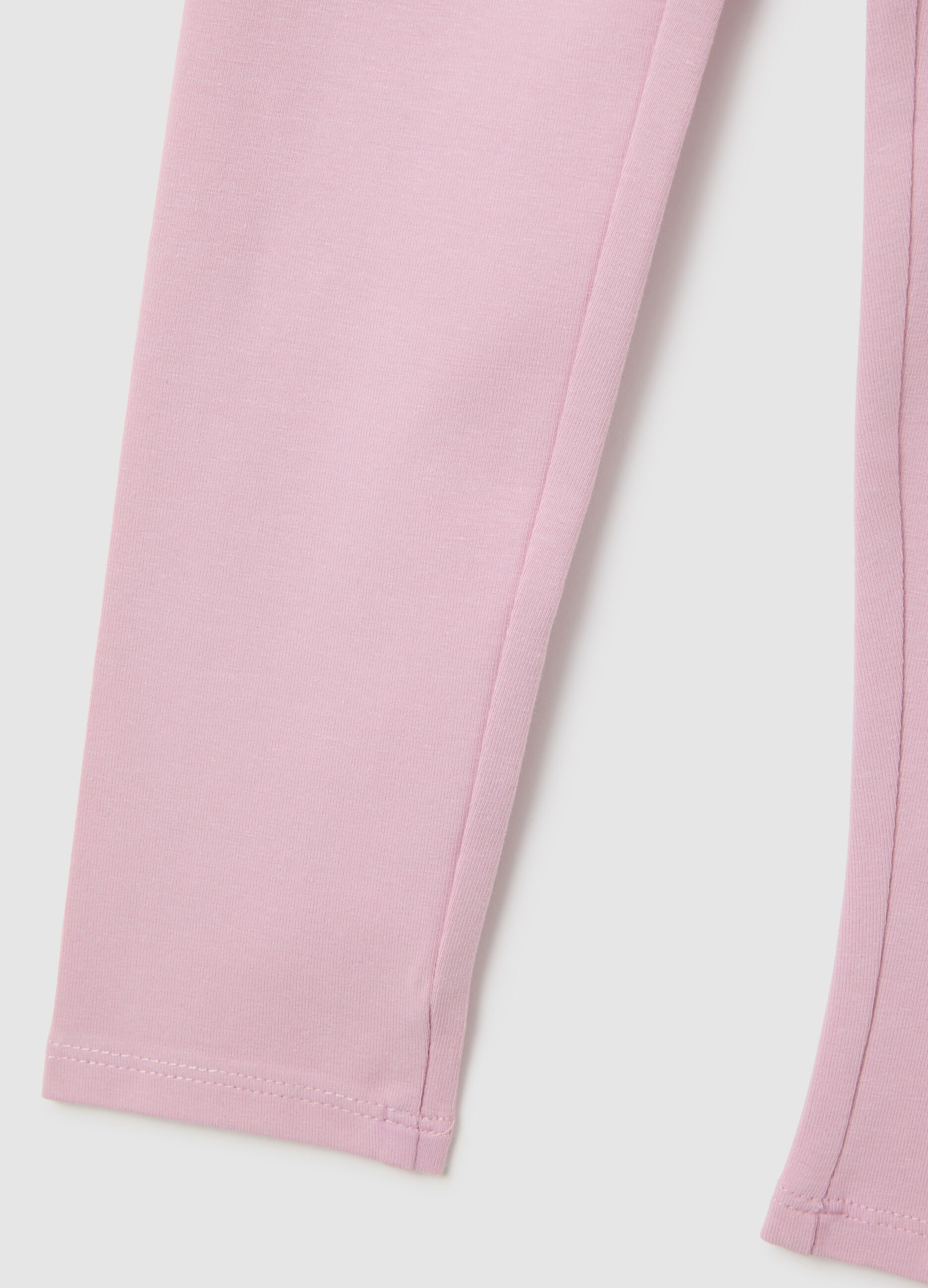 Girls' pink cotton stretch leggings, regular fit