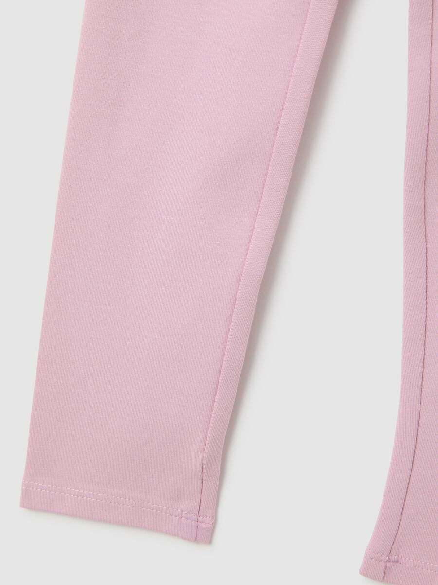 Girls' pink cotton stretch leggings, regular fit_3