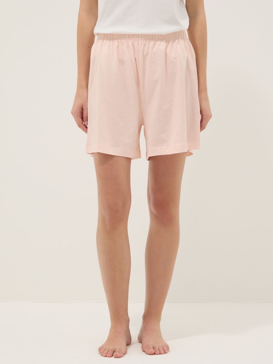 Pink polka dot pure cotton pyjama shorts regular fit_1
