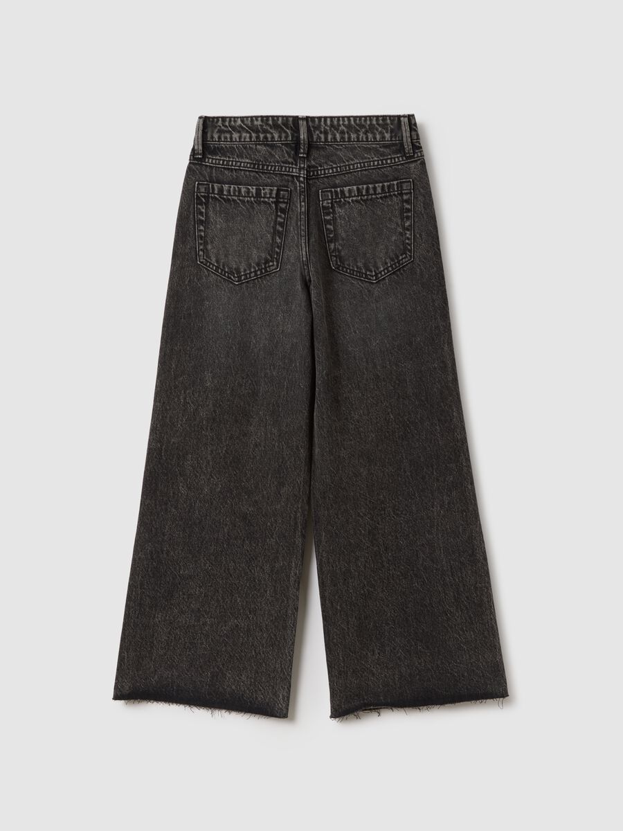 Jeans in puro cotone grigio da ragazza vestibilit&agrave; wide leg_4