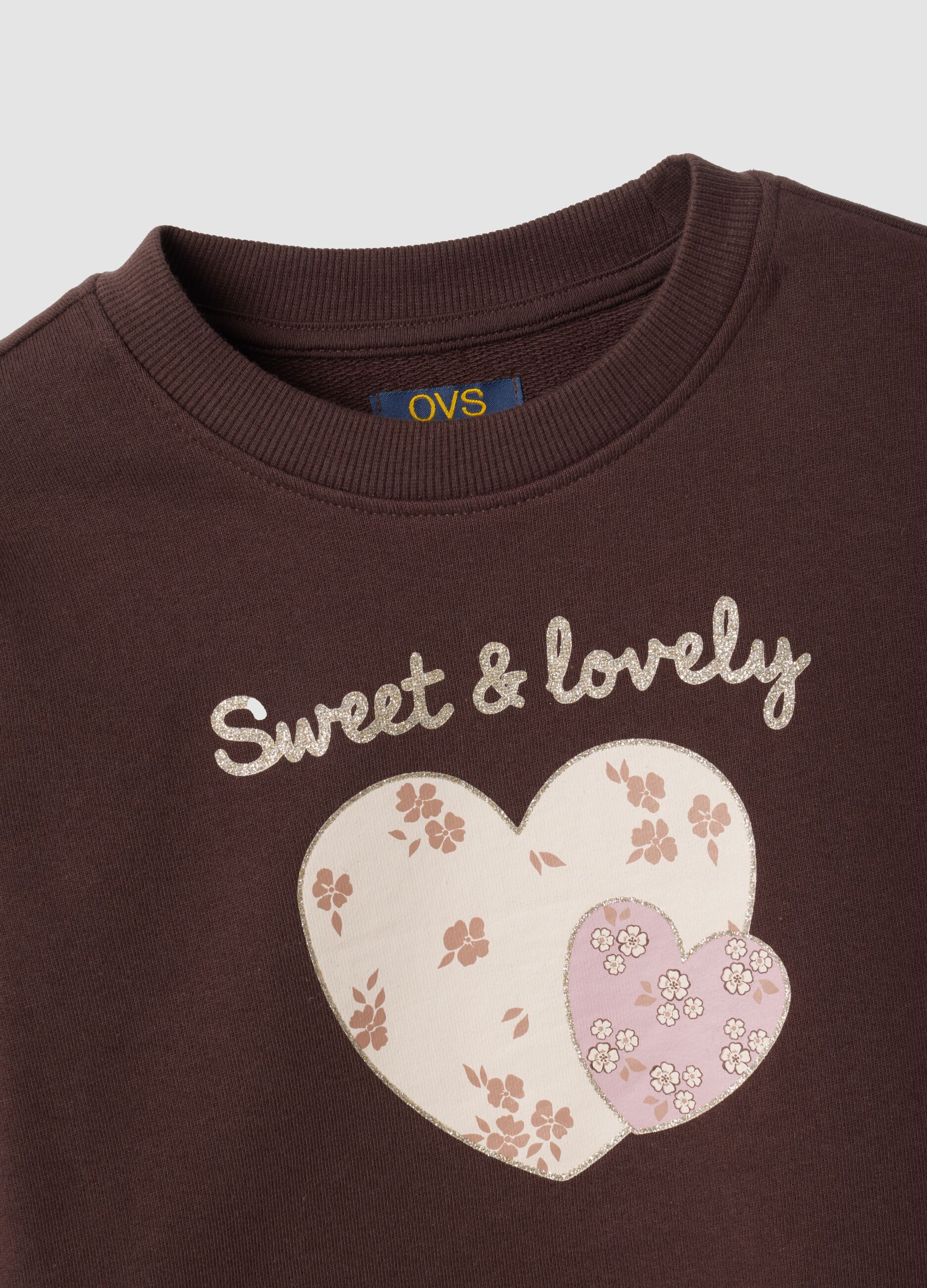 Brown 100% cotton sweatshirt with front print