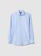 Sky blue pure cotton shirt with slim fit microcheck pattern_4
