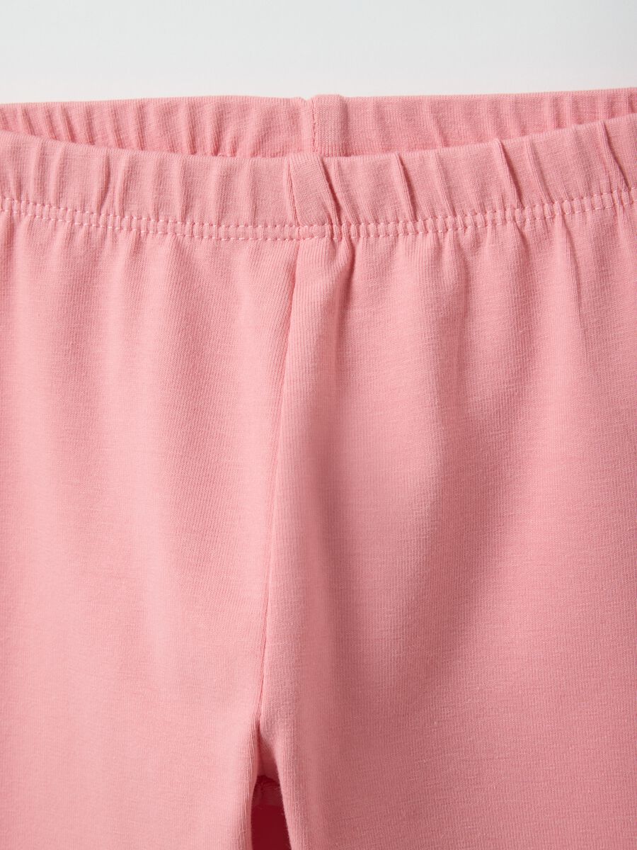 Pink stretchy cotton leggings for girls, slim fit_2