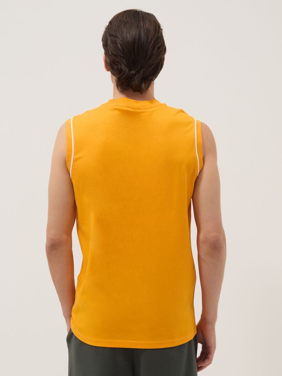 Orange sleeveless vest in pure cotton with Everlast logo_3
