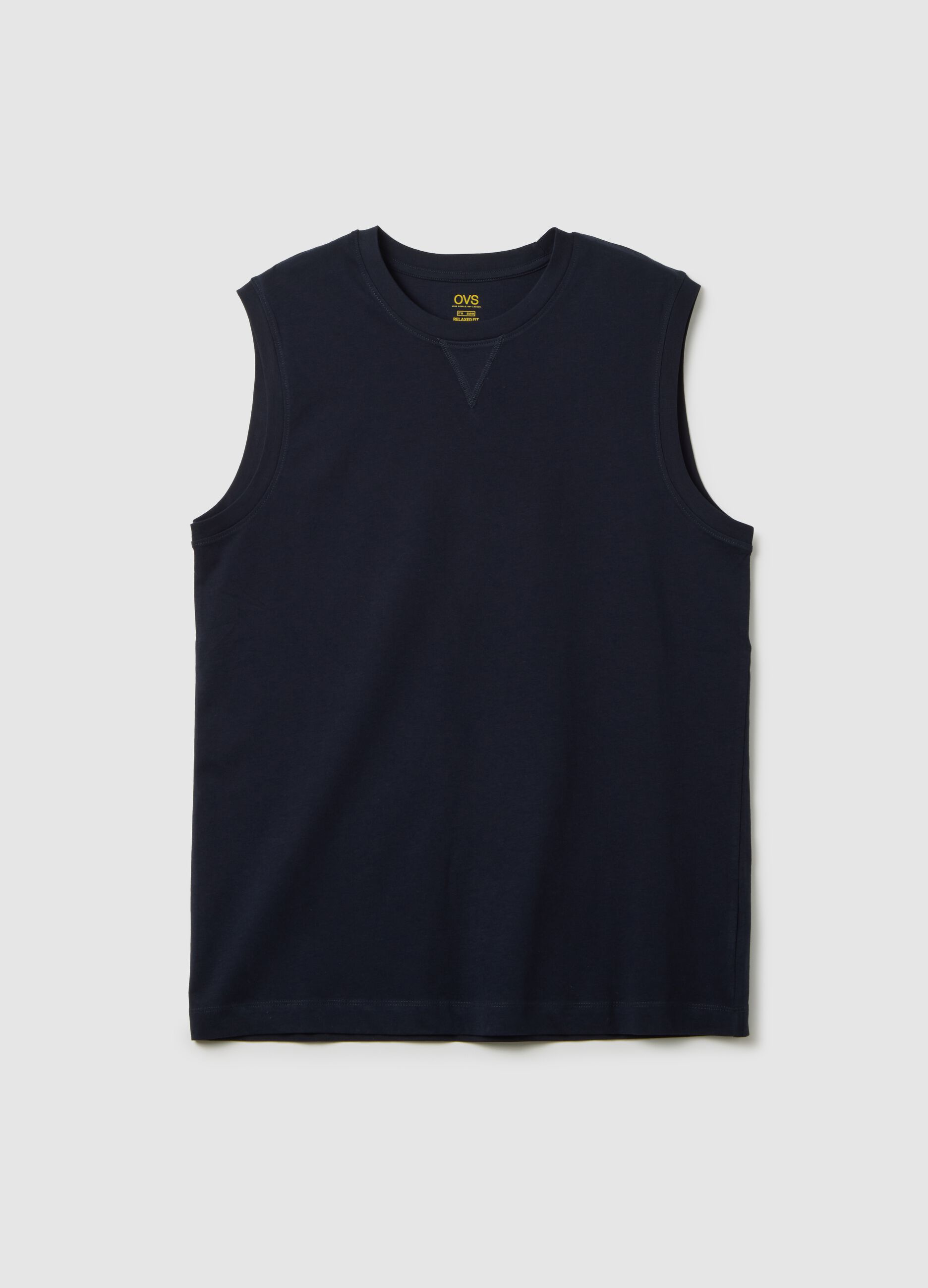 Canotta oversize da uomo in puro cotone blu regular fit