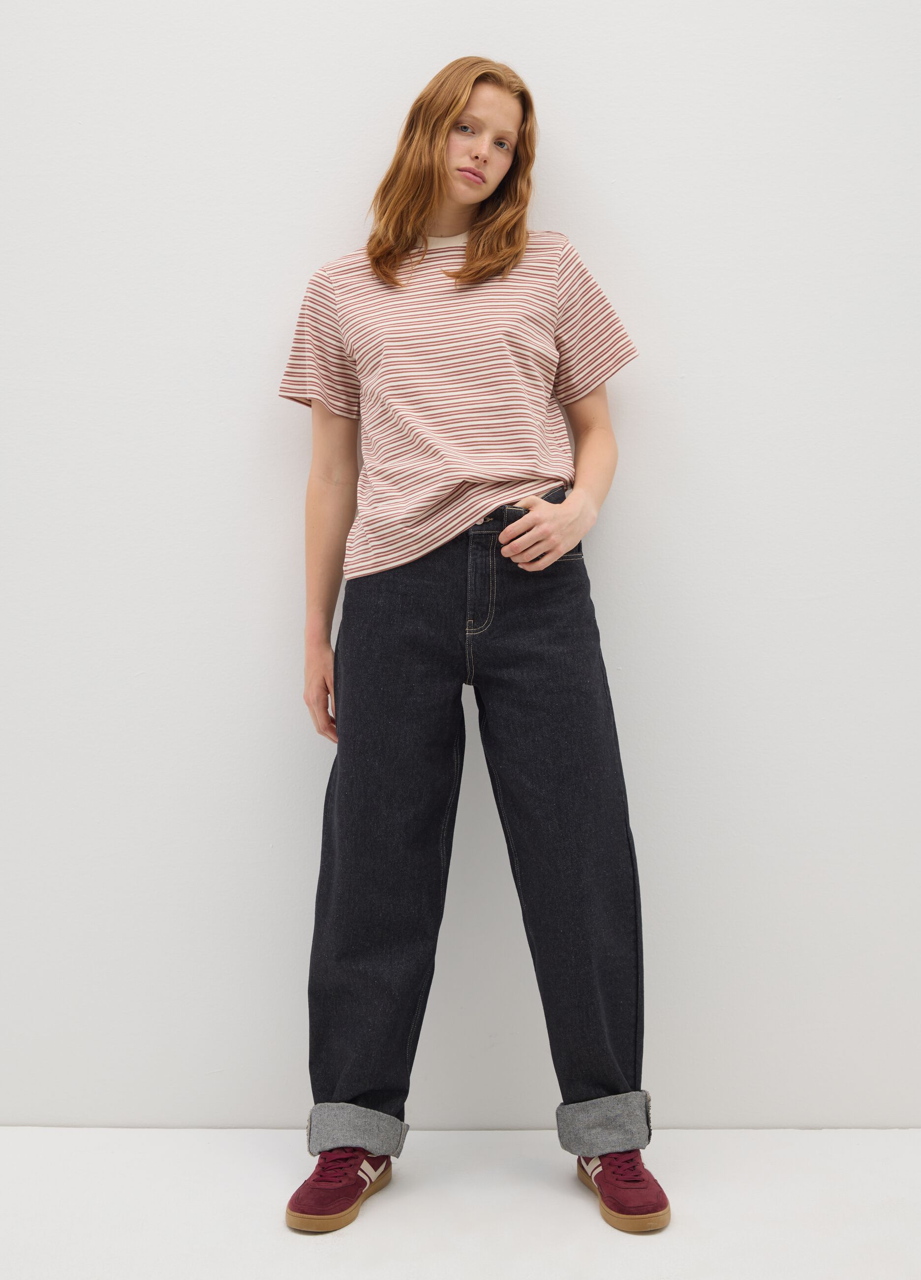T-shirt in puro cotone multicolor relaxed fit con stemma