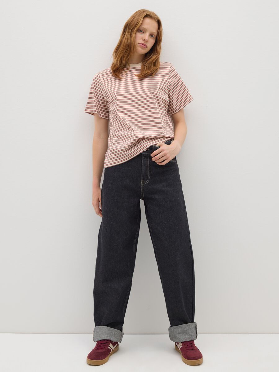 Pure cotton multicolour relaxed fit T-shirt with emblem_1