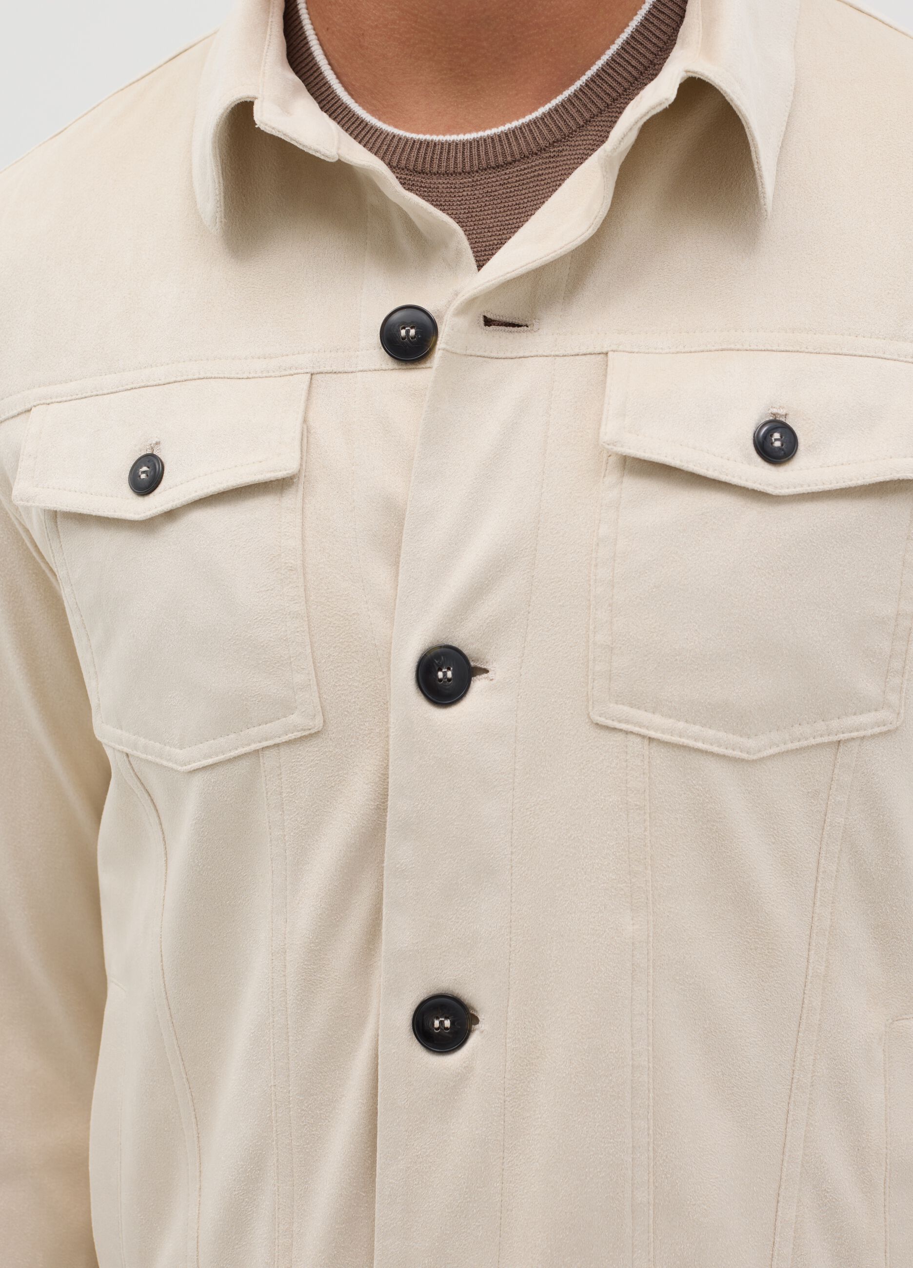Beige suede shacket