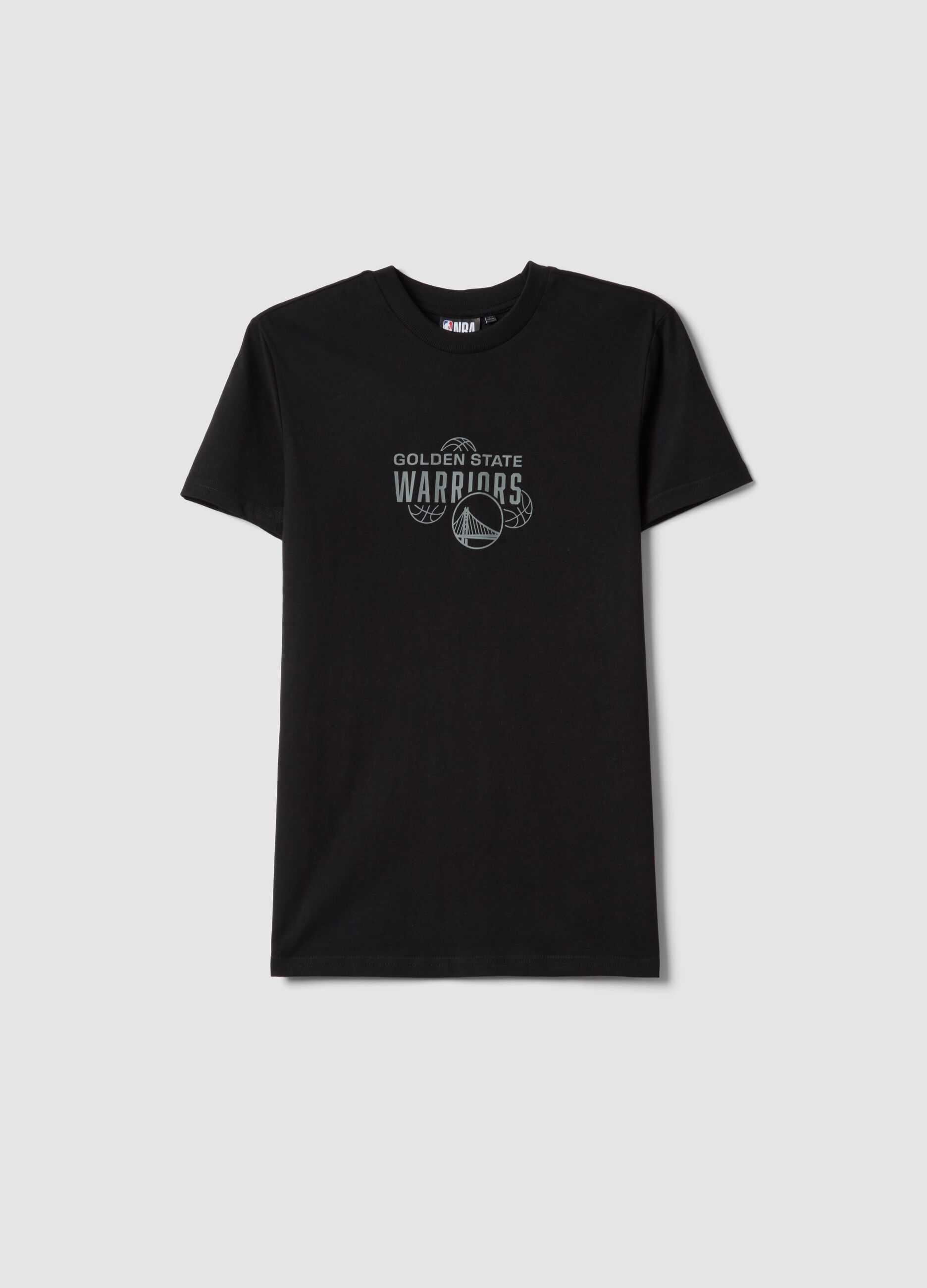 Boys' pure black cotton T-shirt with relaxed fit Warriors