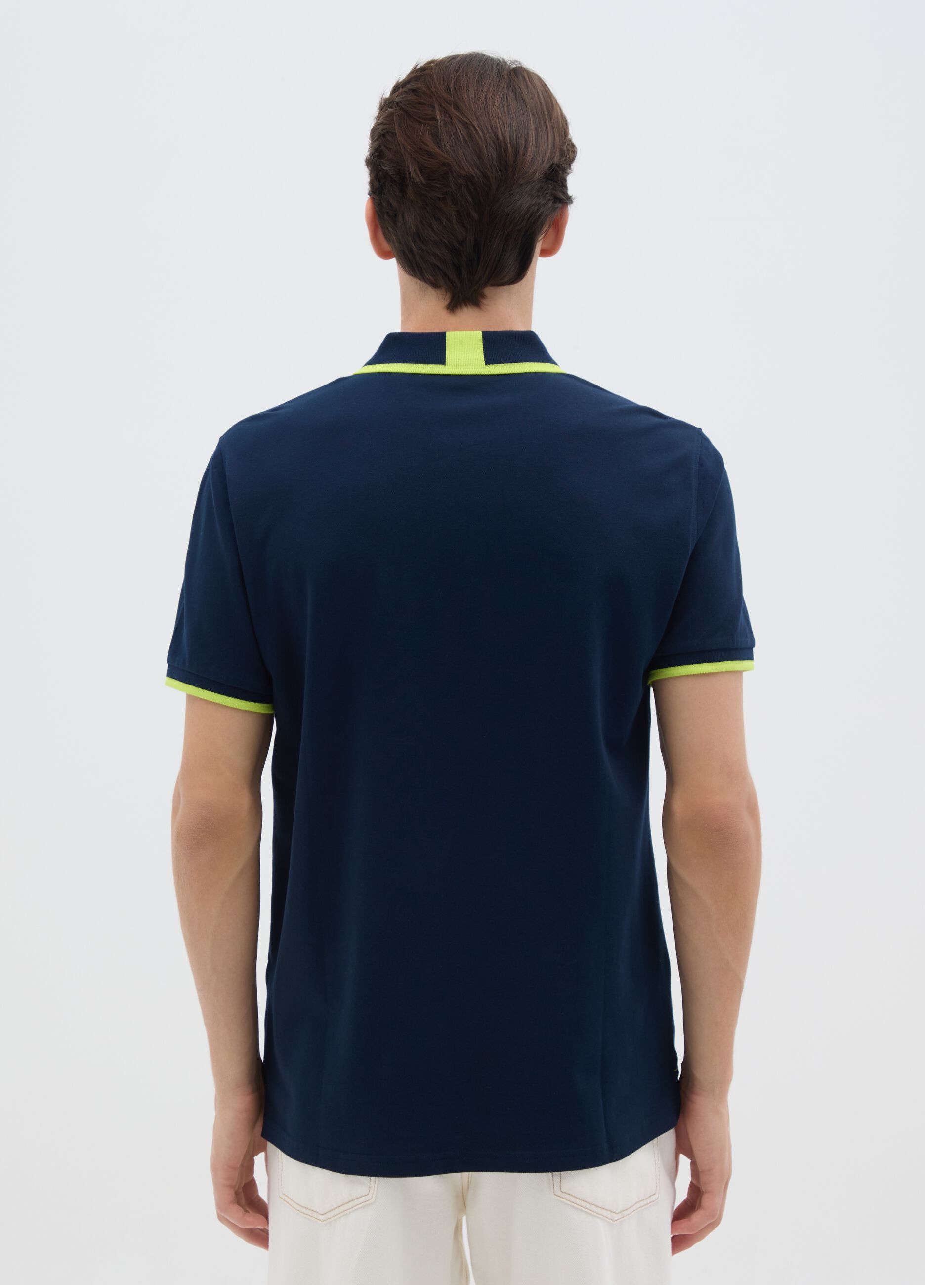 Men's multicolour stretch cotton polo shirt regular fit