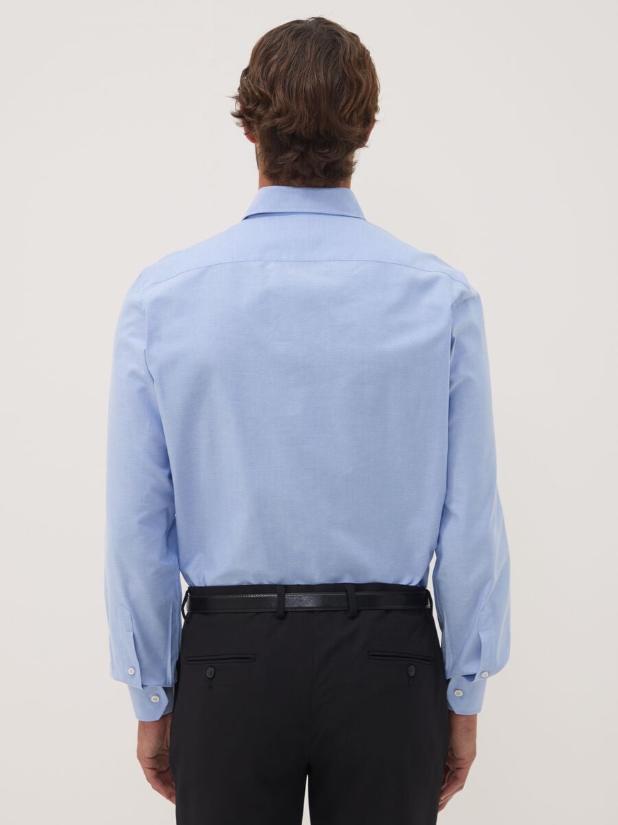 Camicia oxford azzurra in puro cotone con colletto francese slim fit_3