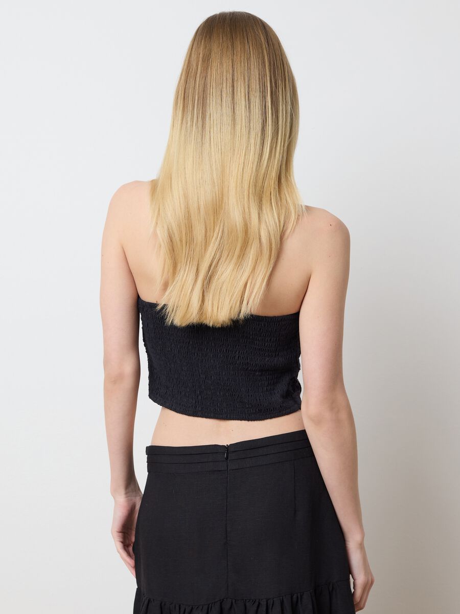 Black bandeau crop top in lace_3