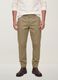 Pantaloni chino beige in twill di cotone elasticizzato regular tapered fit_1