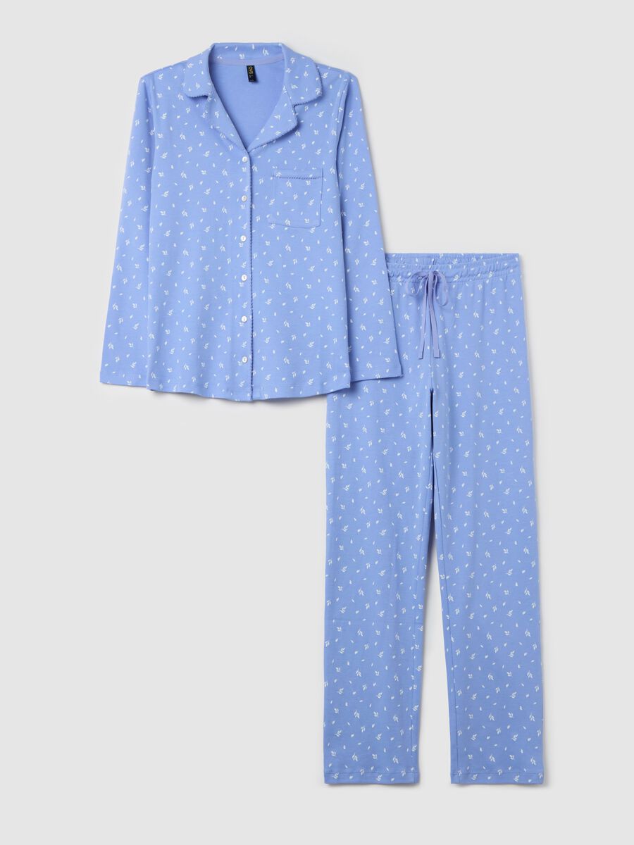 Long pyjamas with small leaves pattern_4