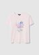 Pink short-sleeve pure cotton regular-fit printed T-shirt_0