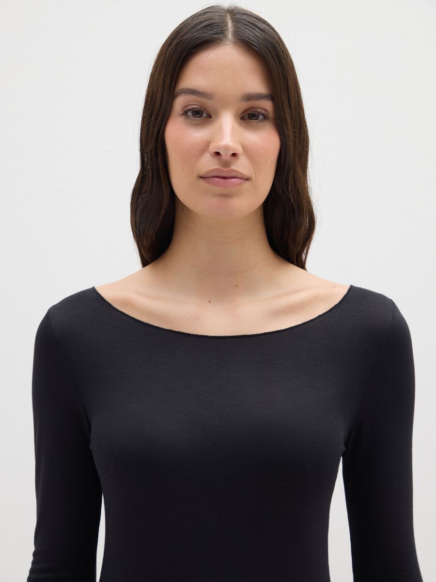 Black Stretch Long Sleeve Top_1