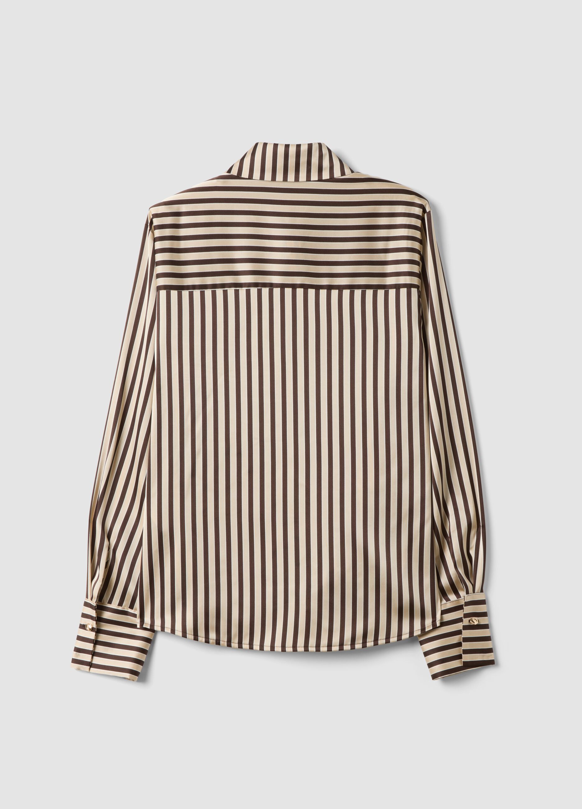 Yellow shirt with brown stripes in stretch fabric