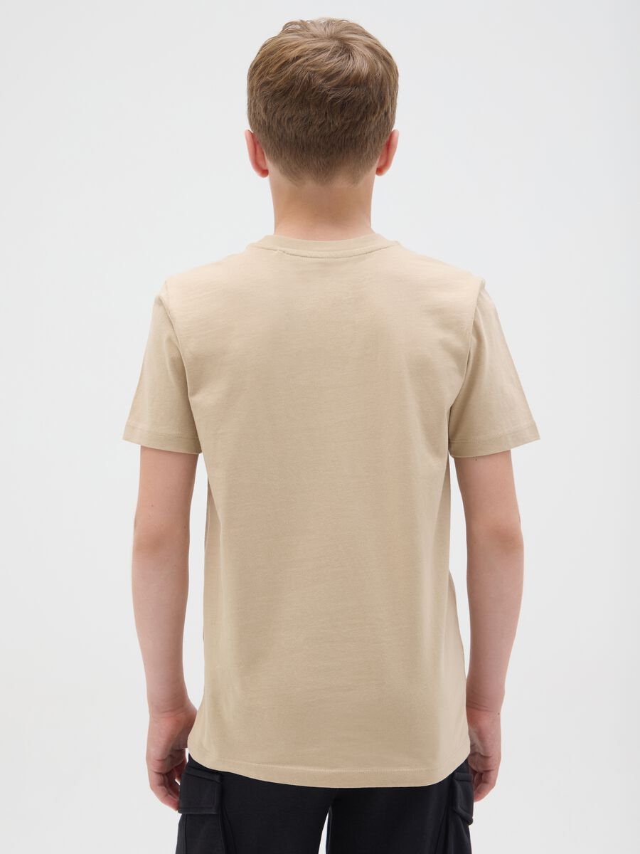 Beige cotton T-shirt with lettering print_3