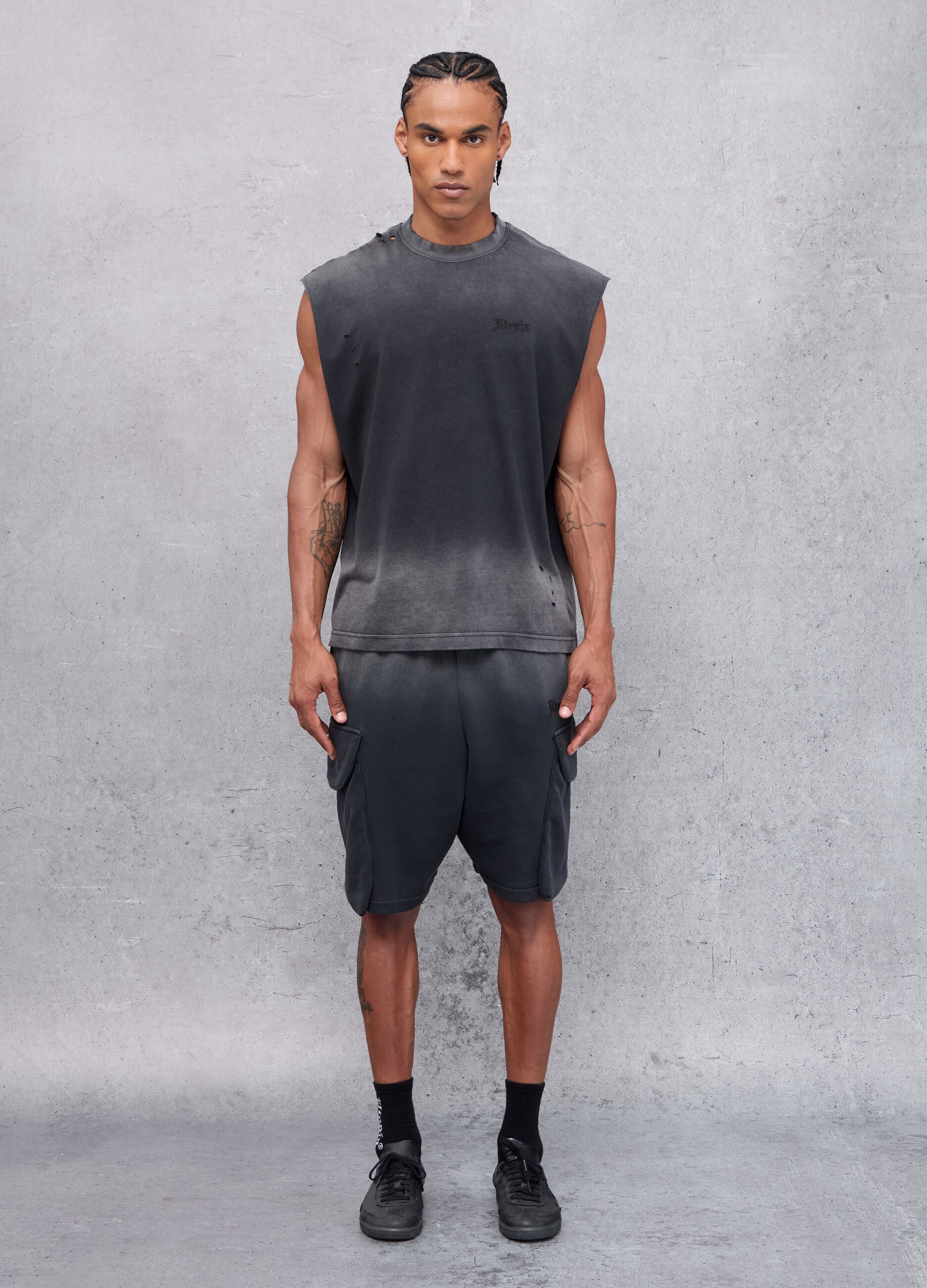 Sunfaded Distressed Tank Top Vintage Black