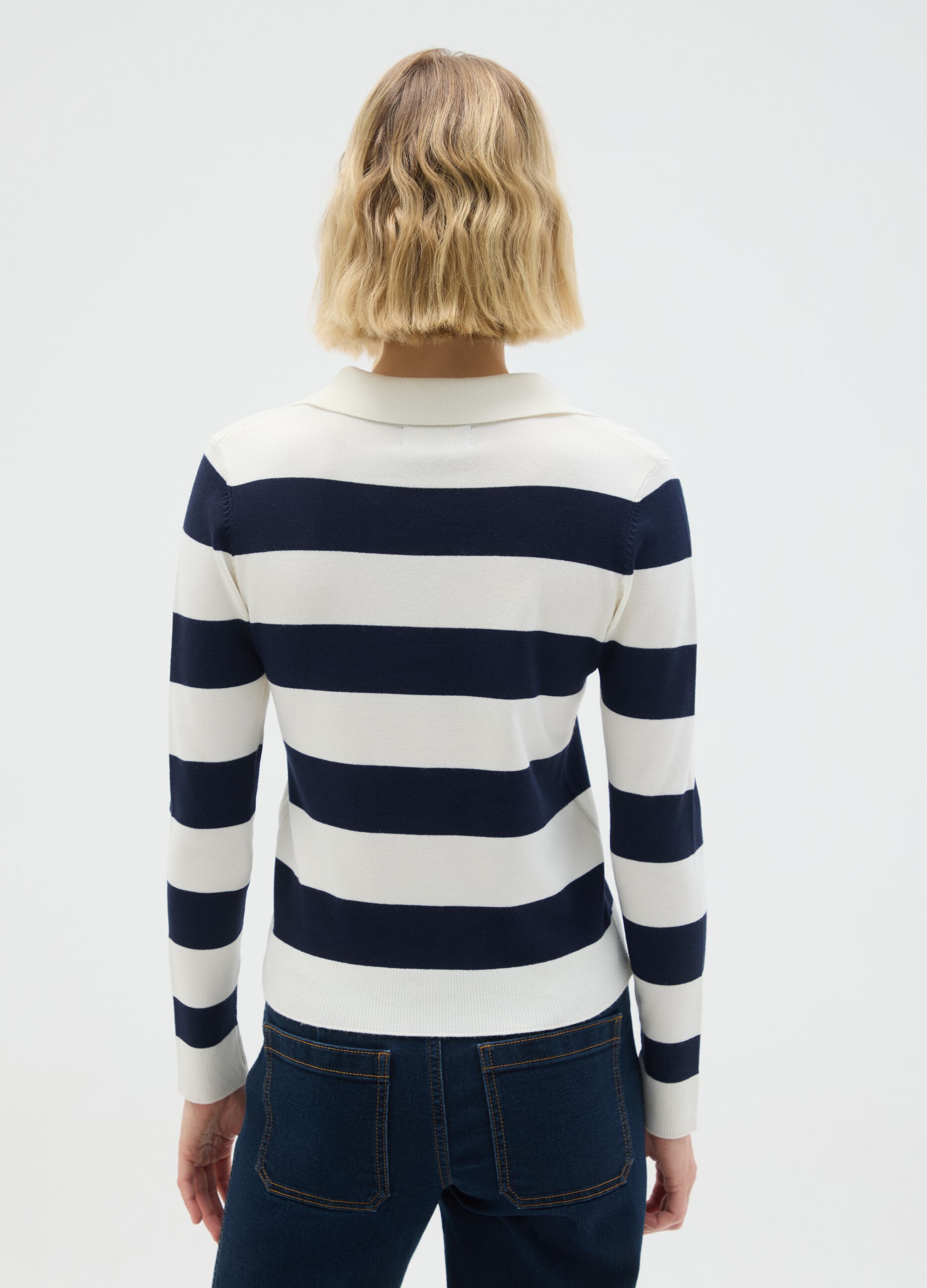 Blue and white mixed regular fit sweater