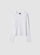 White stretch organic cotton T-shirt with ribbed neck_3