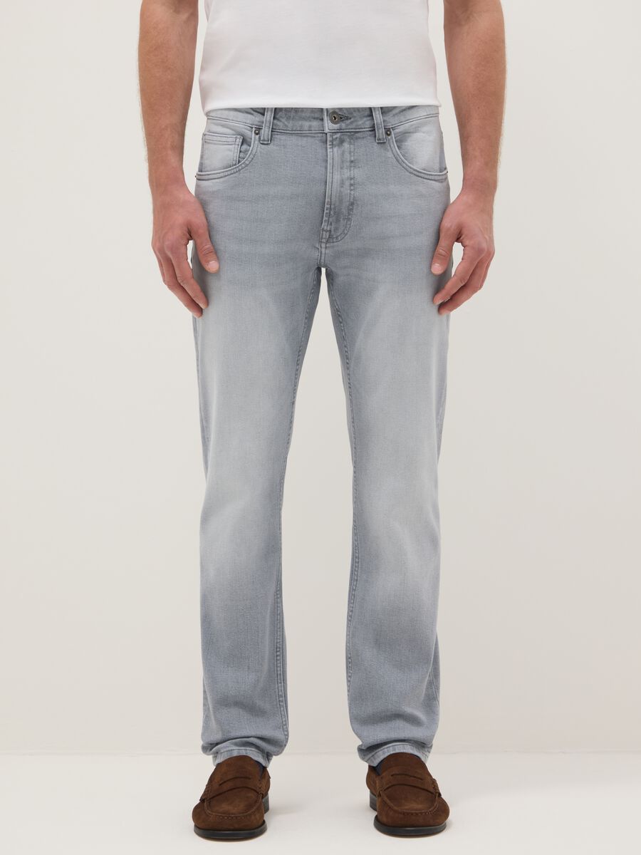 Slim fit stretch cotton grey jeans_1