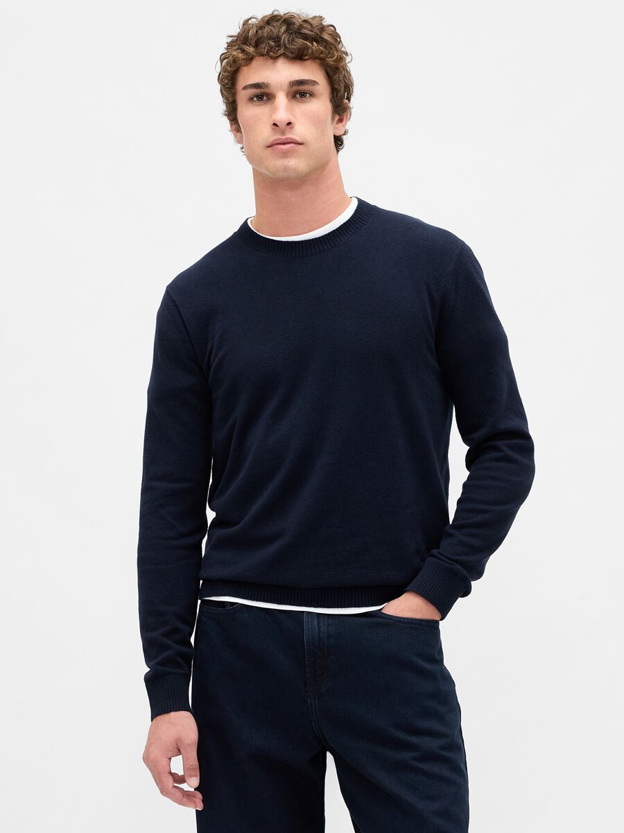 Blue Cotton Blend Jumper_0