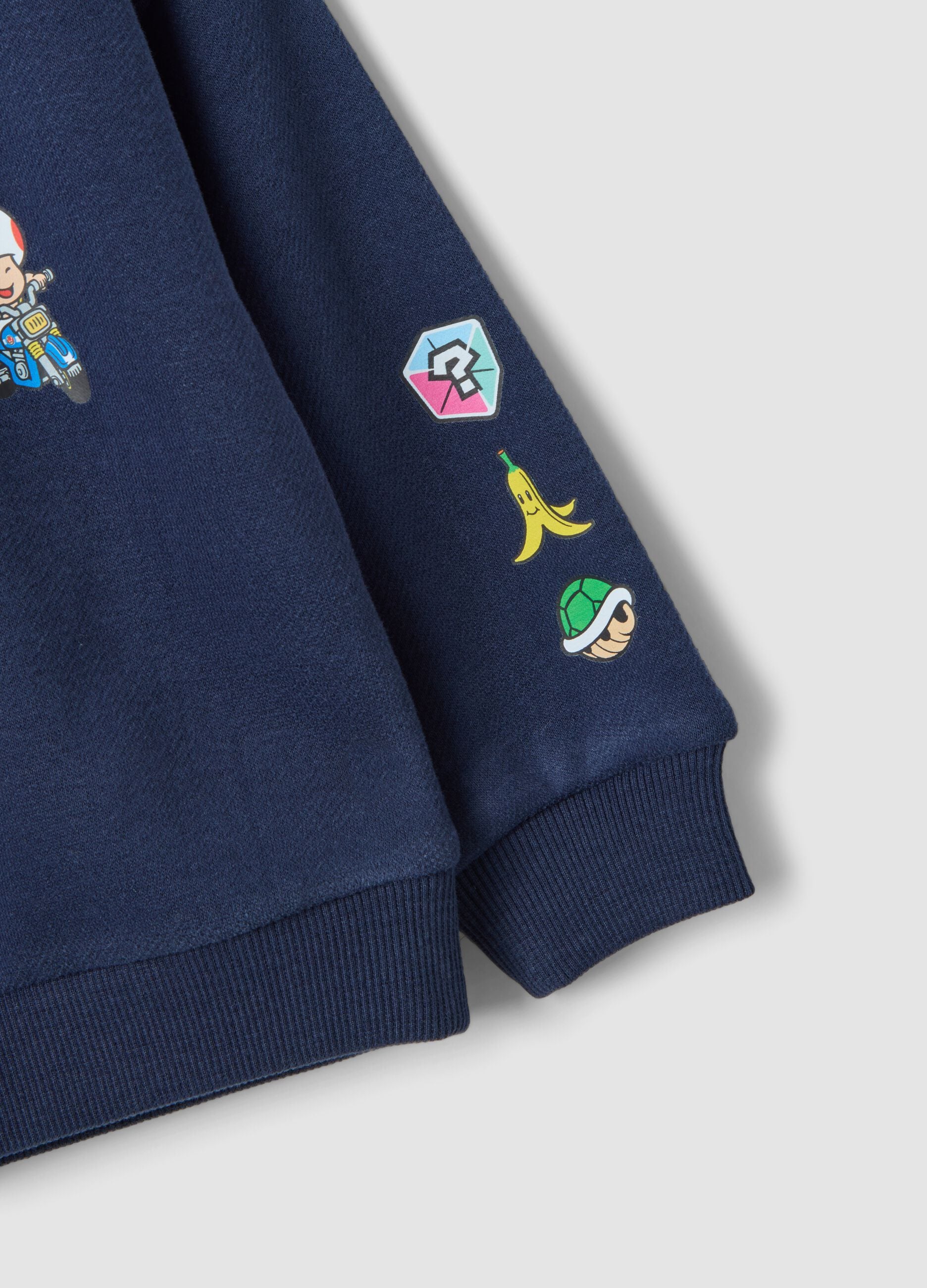 Felpa blu navy in misto cotone con girocollo Mario Kart