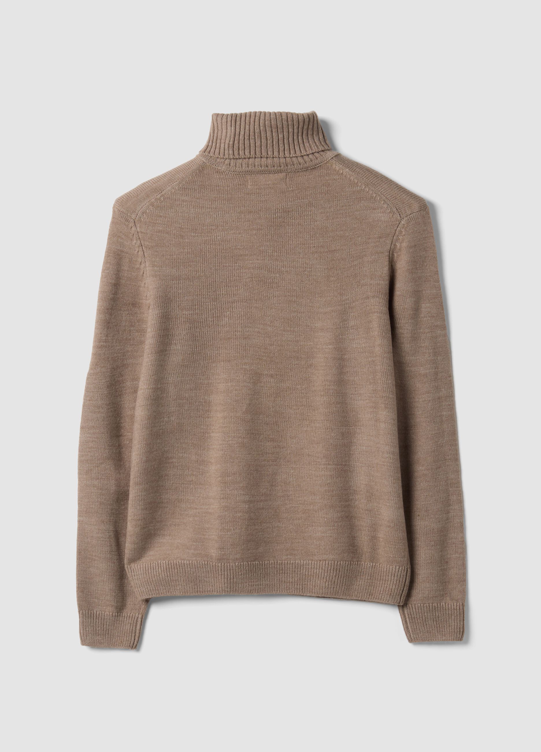Maglia beige a dolcevita regular fit in jersey knit