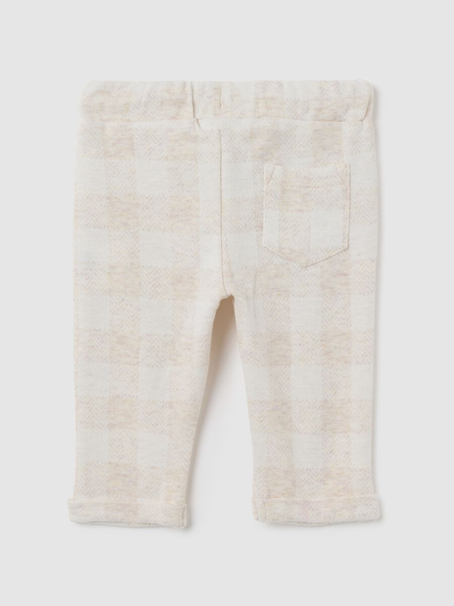 Beige cotton-blend baby trousers with regular fit_1