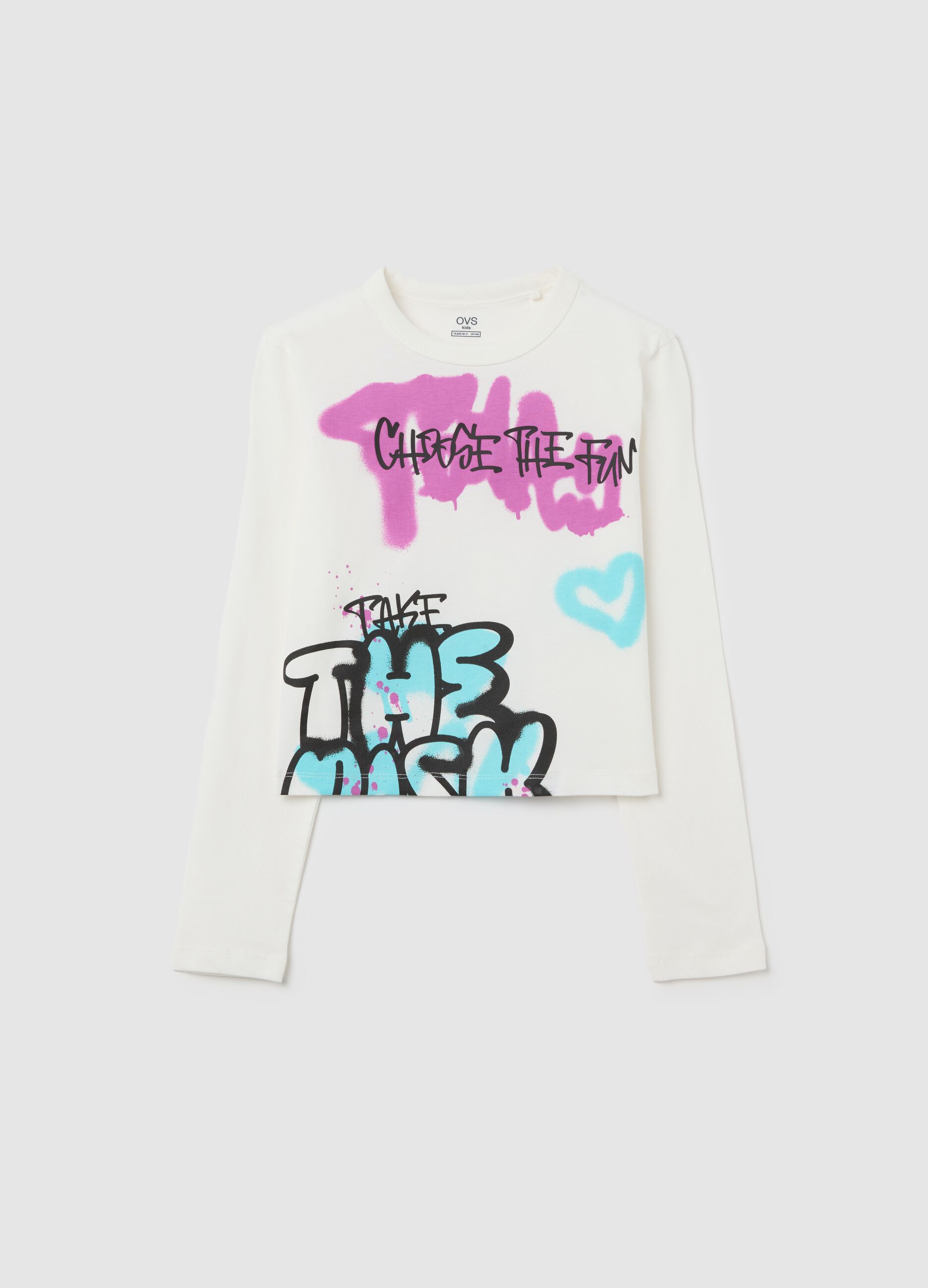 Long-sleeved T-shirt with graffiti print