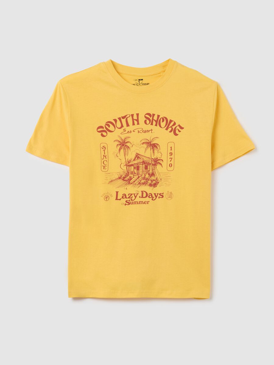 Men's yellow pure cotton regular fit T-shirt_4