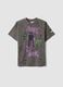 Grey pure cotton crew-neck Minecraft print T-shirt_0
