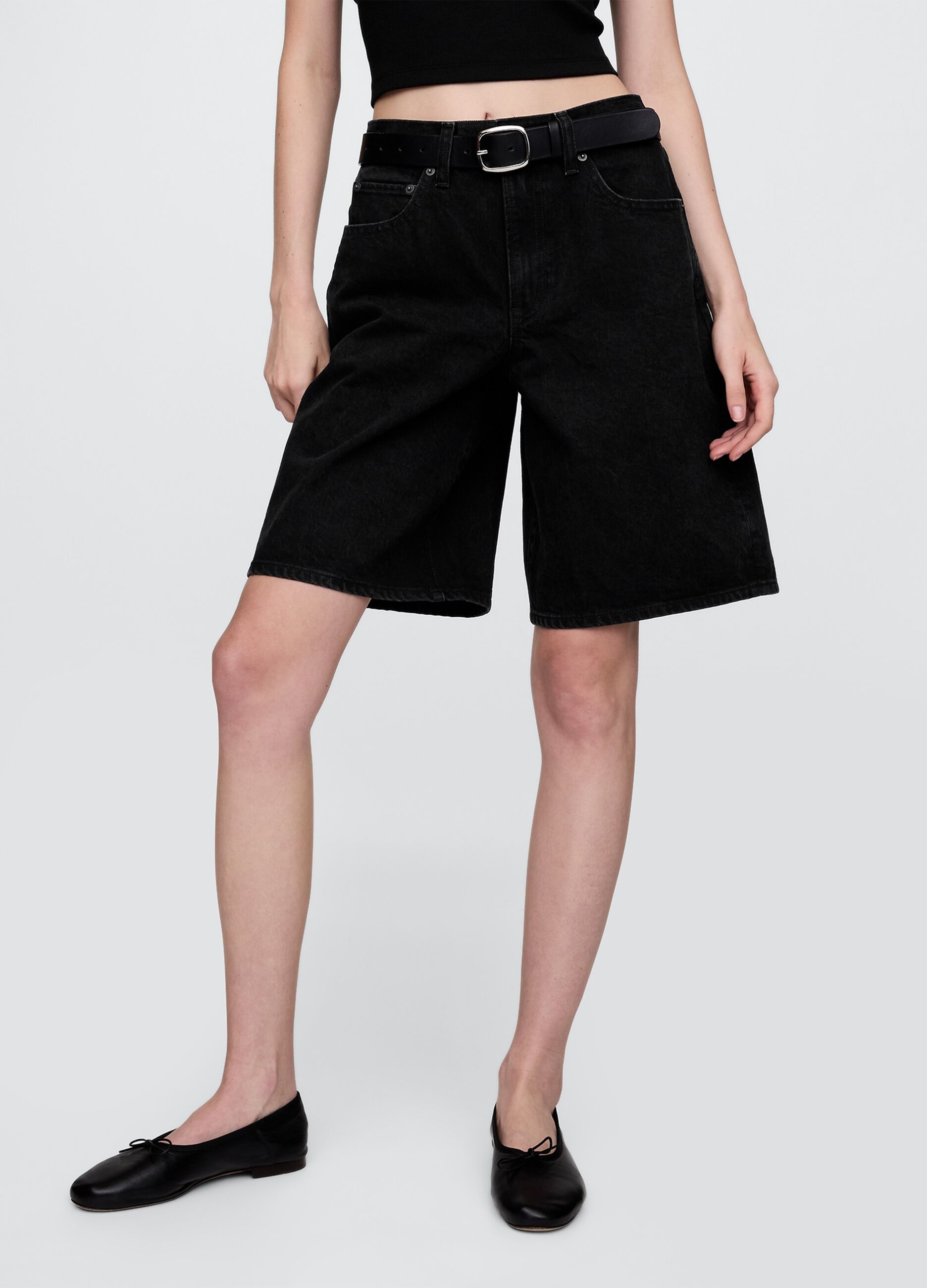 Black denim shorts