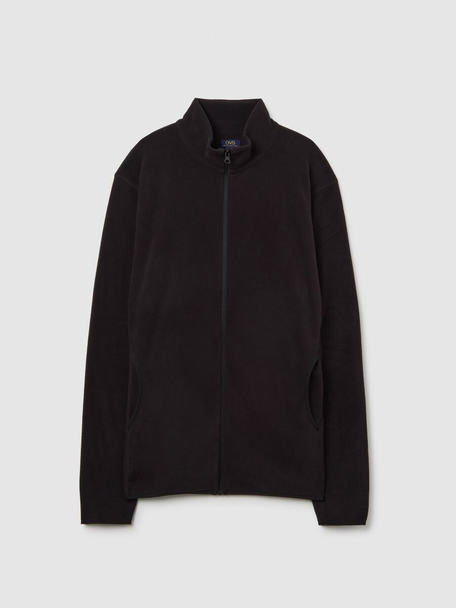 Pile nero con collo e zip intera_4
