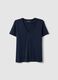 Deep V Regular Fit Blue Pure Cotton T-shirt_4