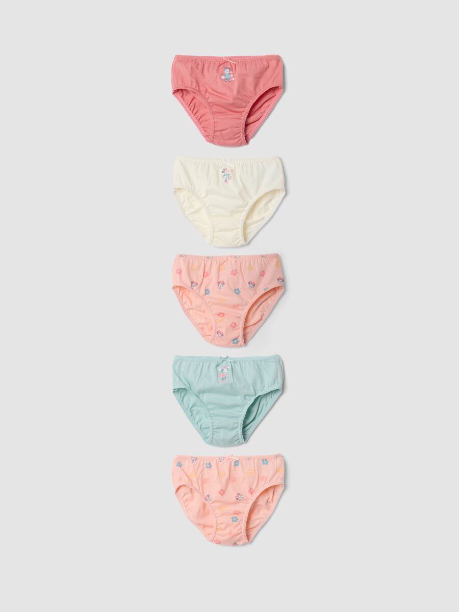 Pack of five Minnie print briefs in pure organic cotton_0
