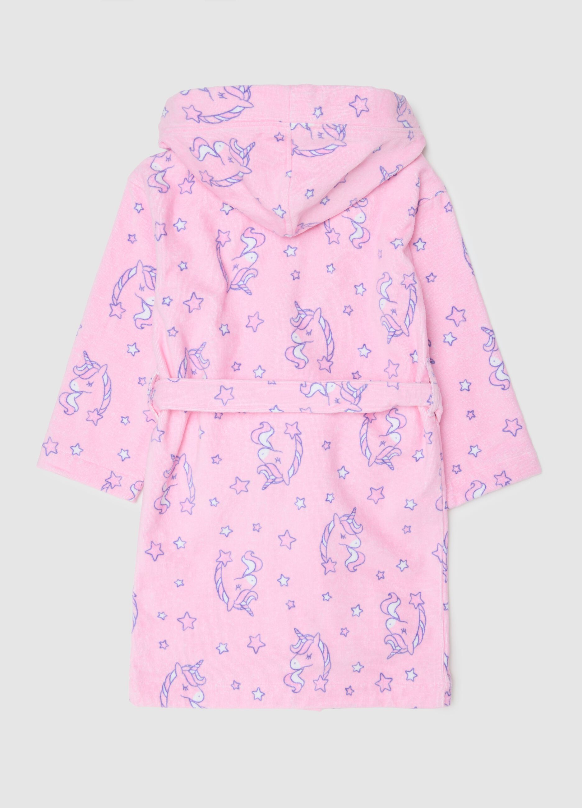 Accappatoio da bambina in puro cotone rosa