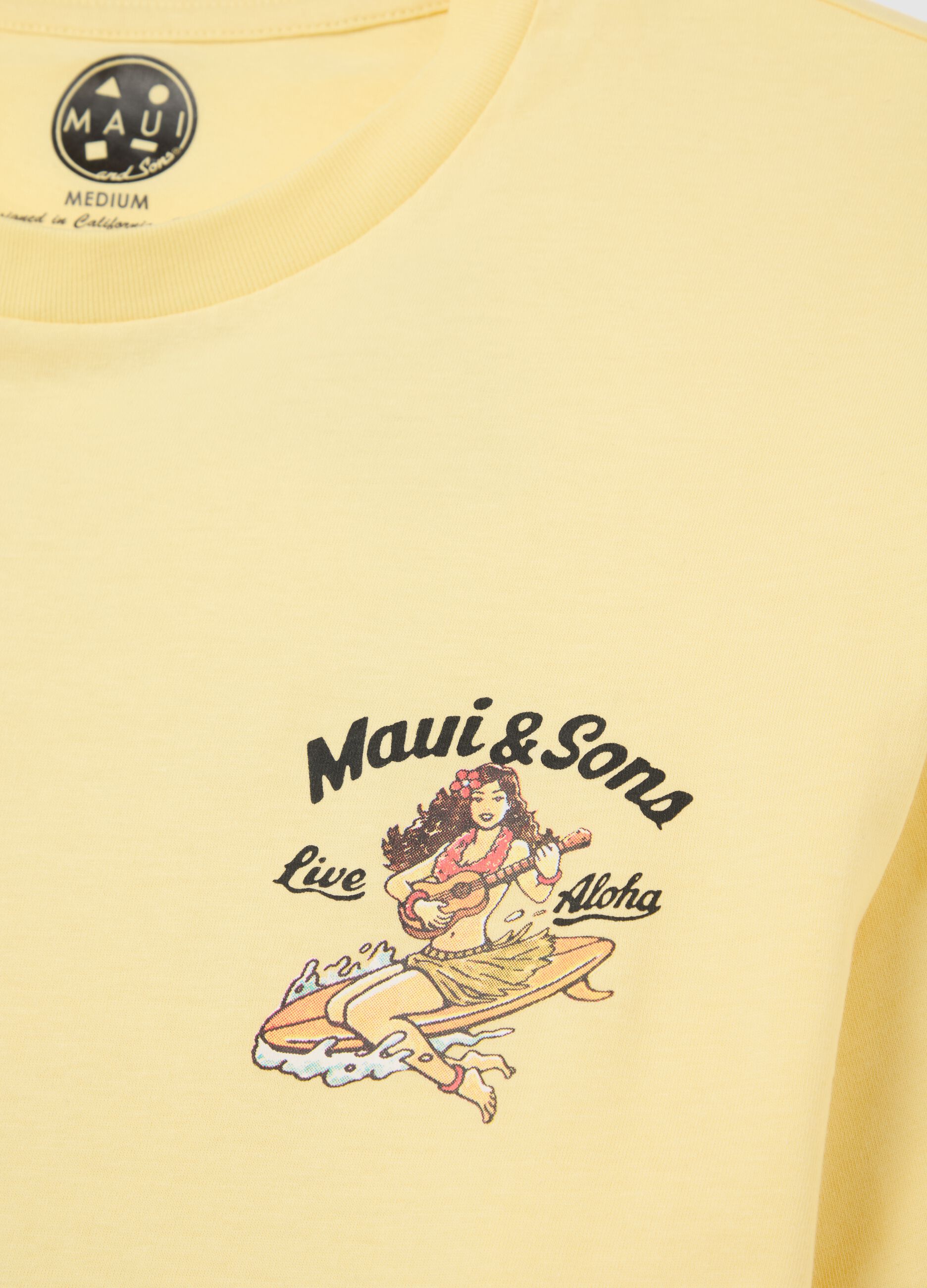Men's Yellow T-Shirt with Maui & Sons Print
