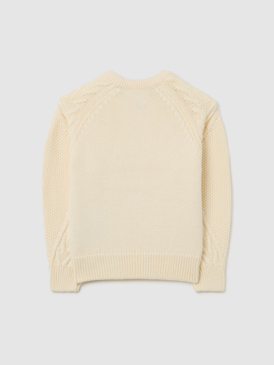 Pullover beige da bambina regular fit con design a maglia_4