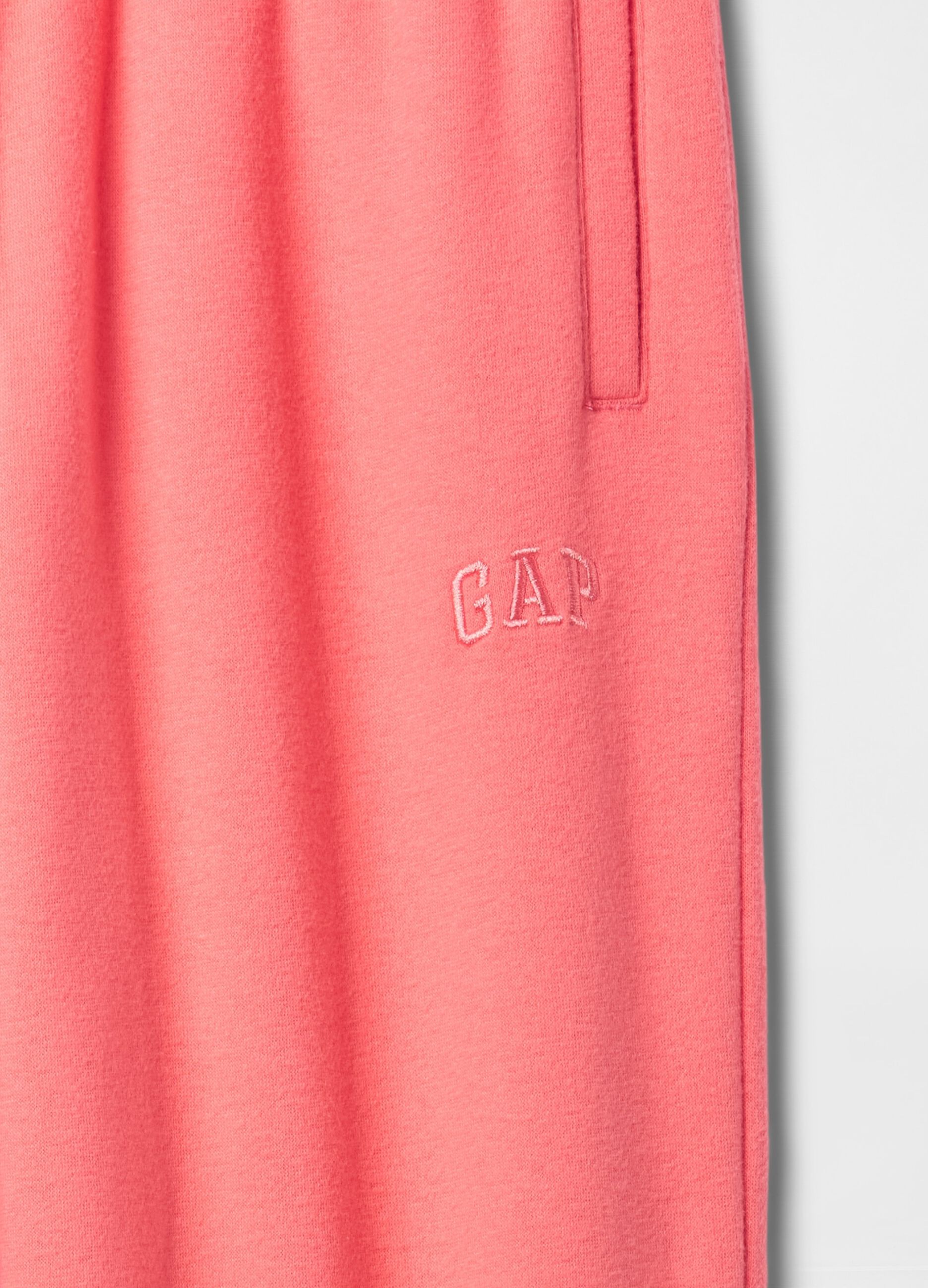 Pink joggers with elasticated edging and logo embroidery