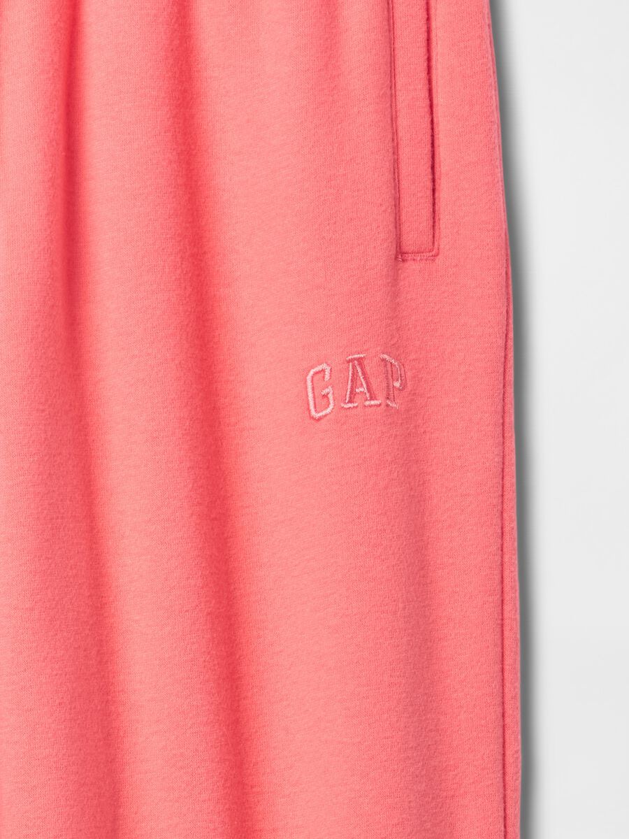 Pink joggers with elasticated edging and logo embroidery_4