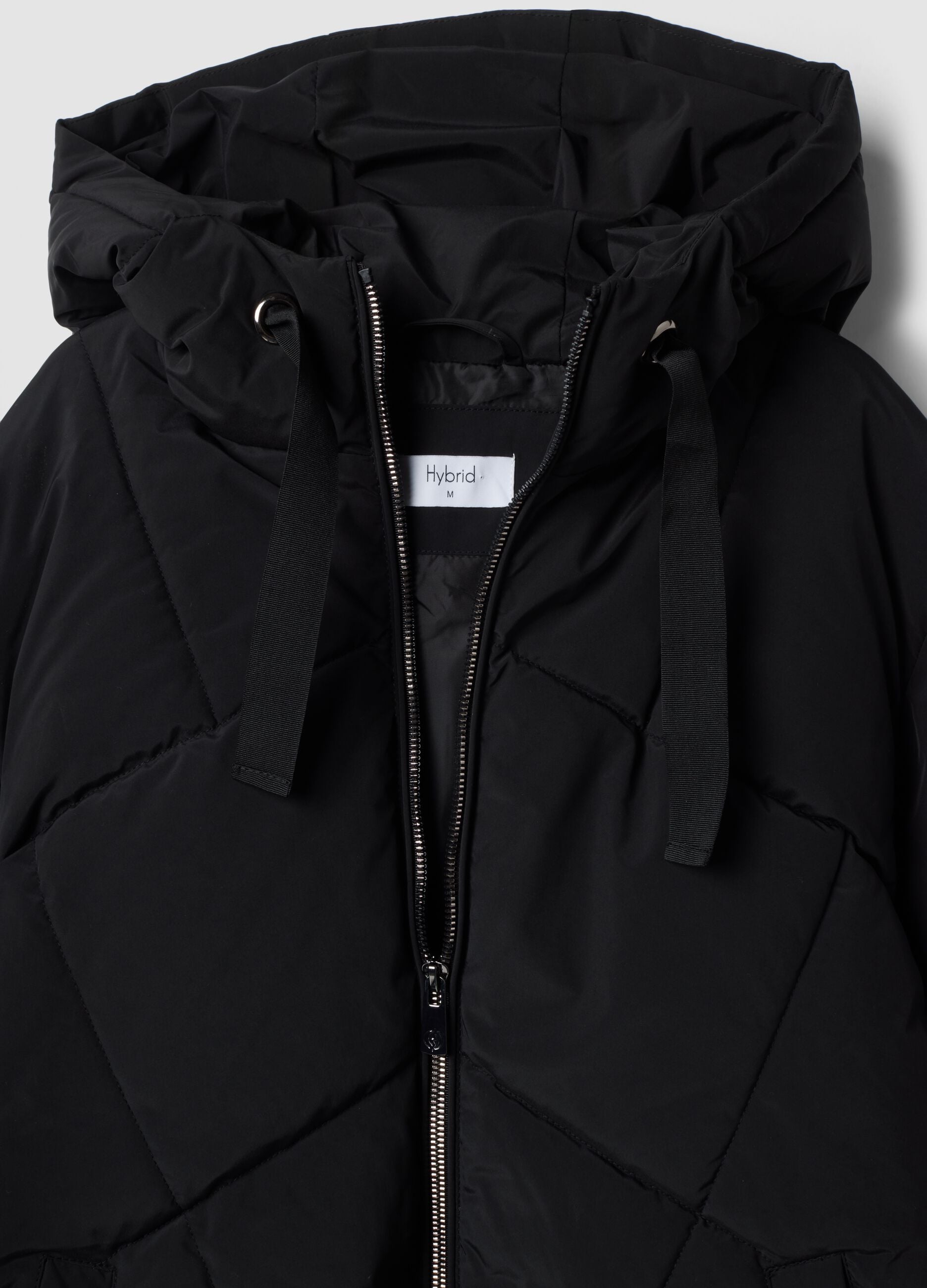 Black padded hooded jacket, regular fit