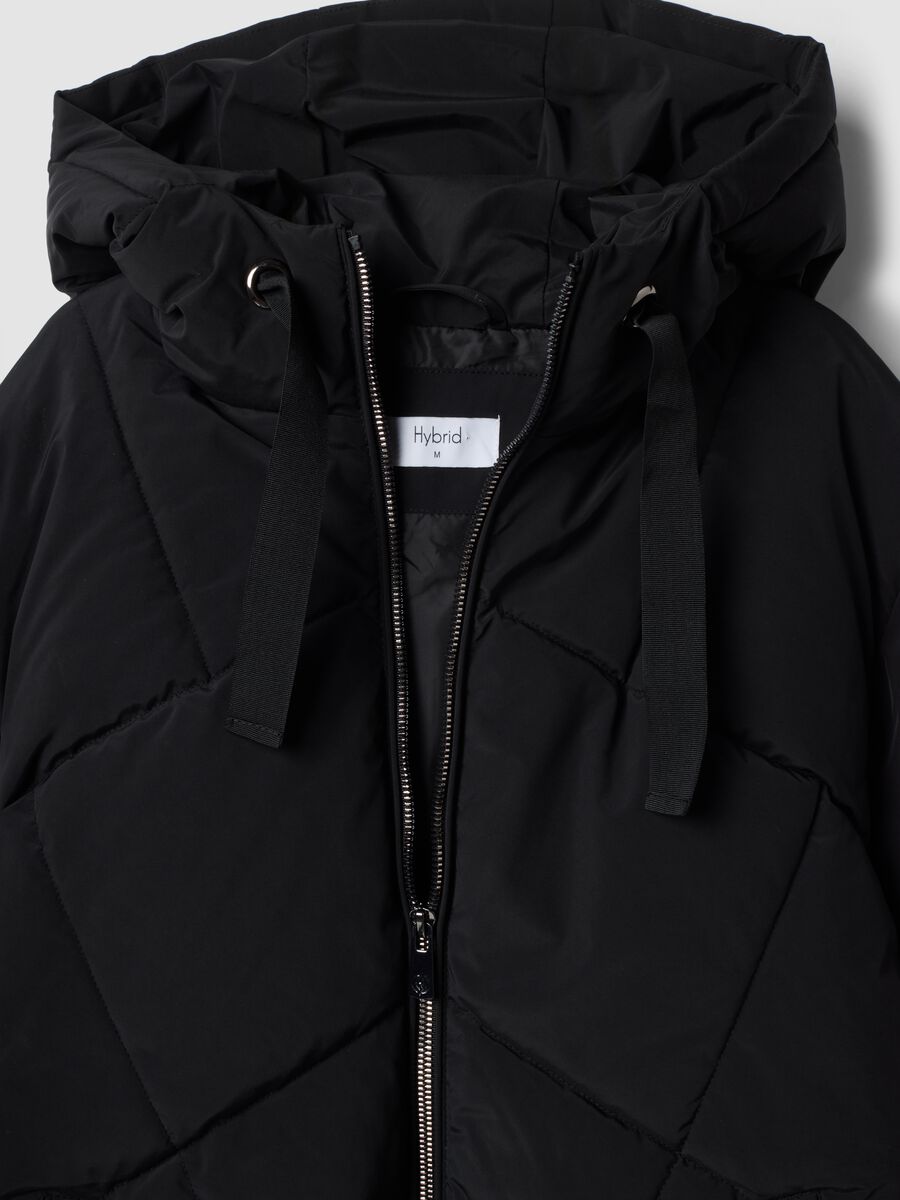 Giacca nera imbottita con cappuccio regular fit_1