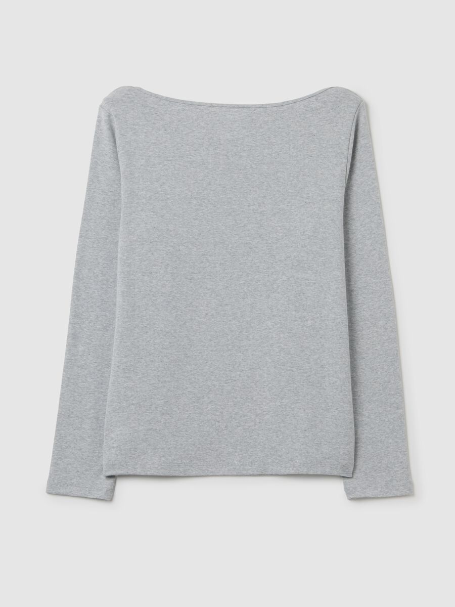 T-shirt in cotton and modal with boat neck_3