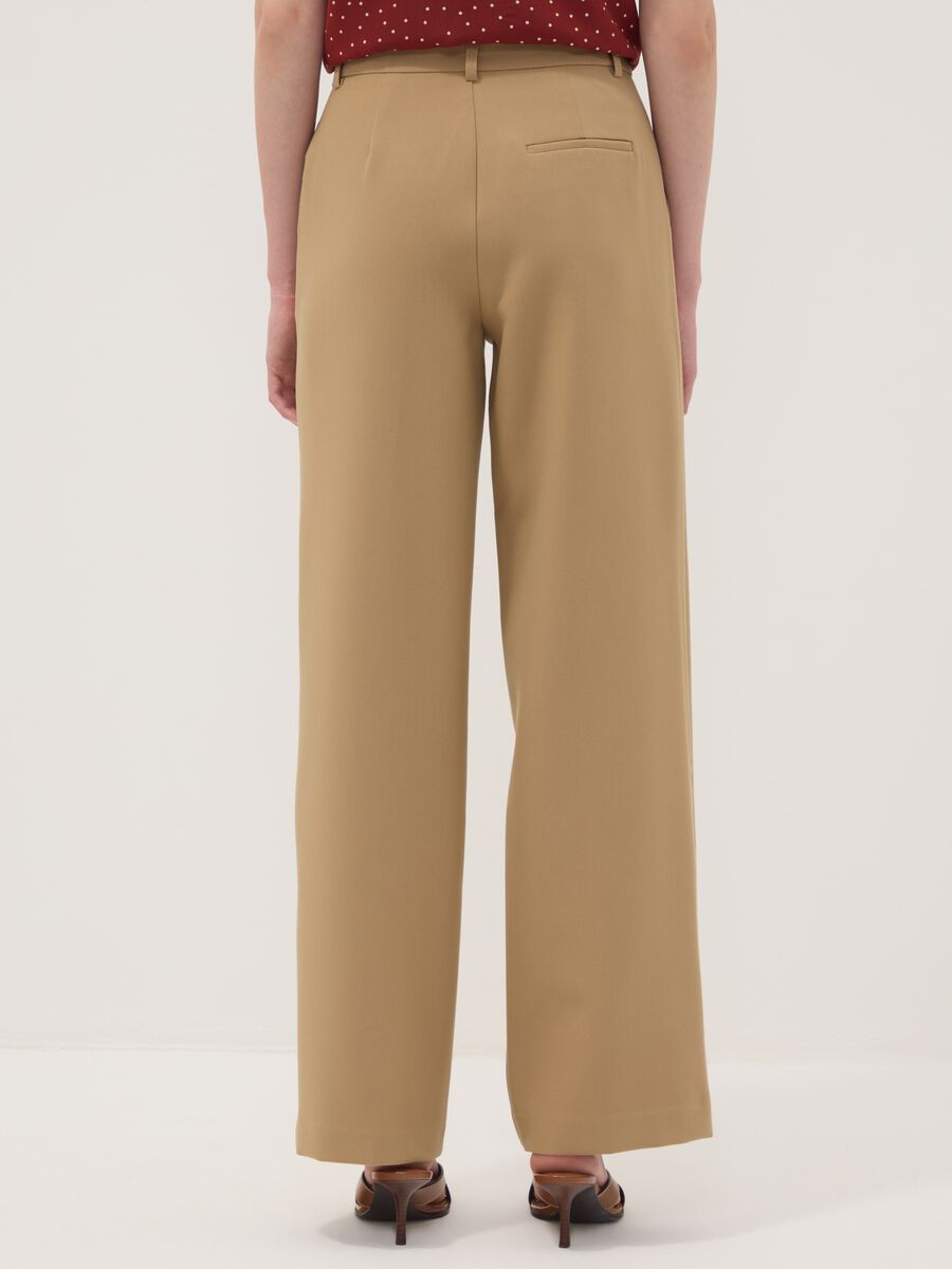 Pantaloni beige dritti in viscosa elasticizzato_2