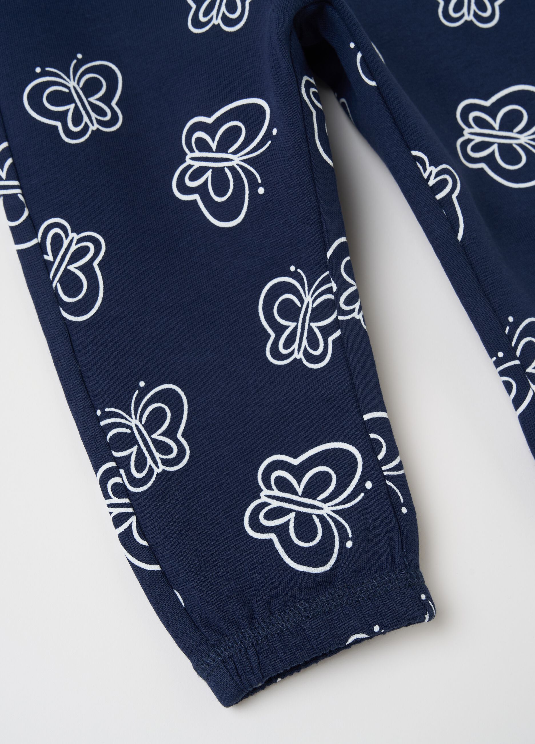 Cotton joggers with elasticated trims and print