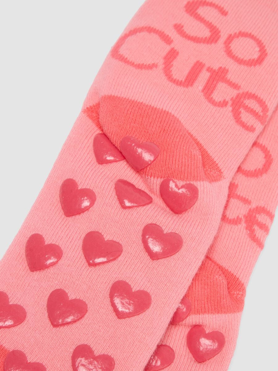 2-pack pink non-slip socks in stretchy organic cotton_2